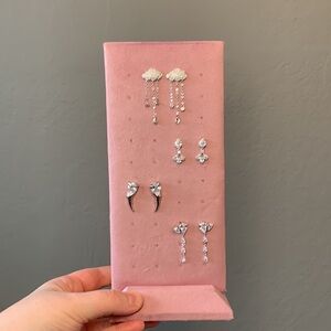 4 PC Set - NEW Pretty Bird Real White Gold Plated Drop Earrings